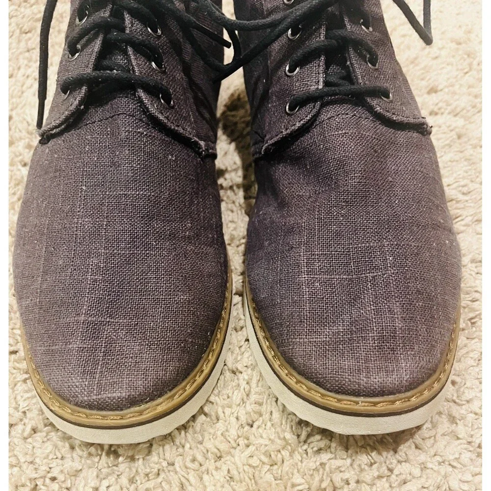TOMS Men’s Size 11 Gray Canvas Lace Up Casual Oxford Shoes Rubber Sole